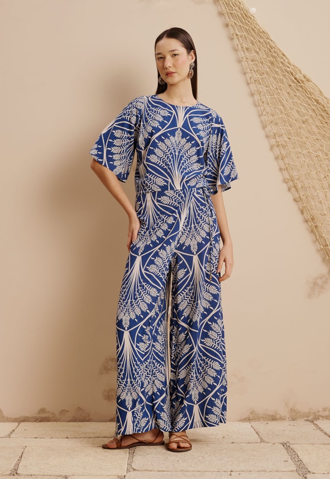 Calça Transpassada Estampada Miriti