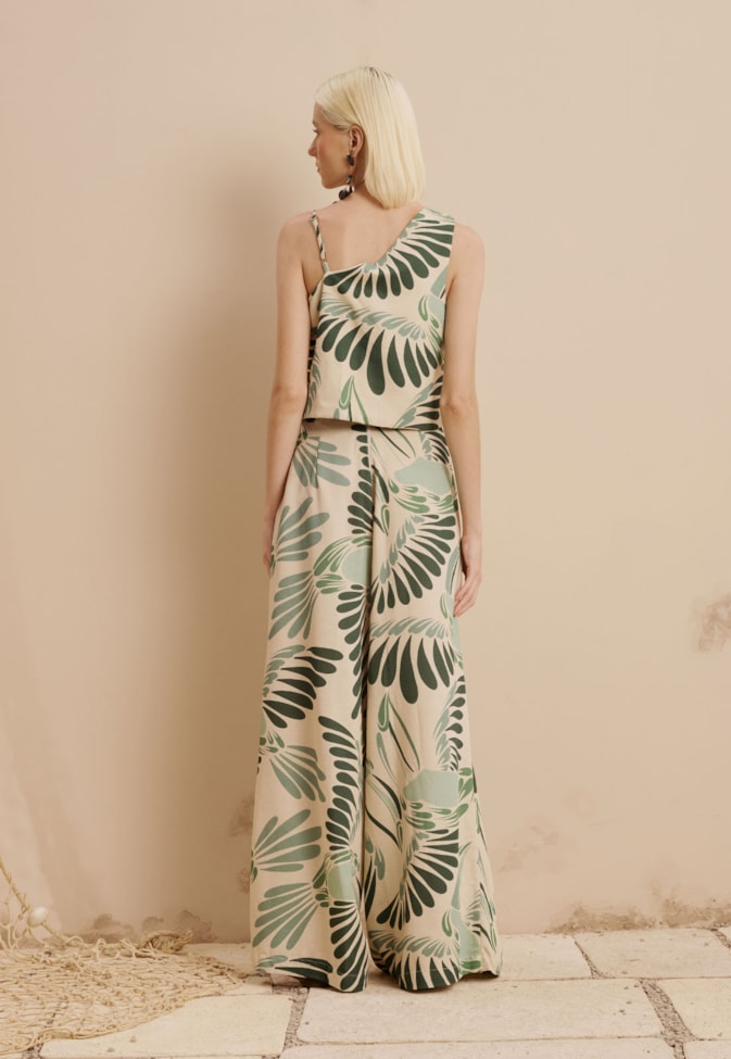 Calça Transpassada Reta Estampada Tucano Toco