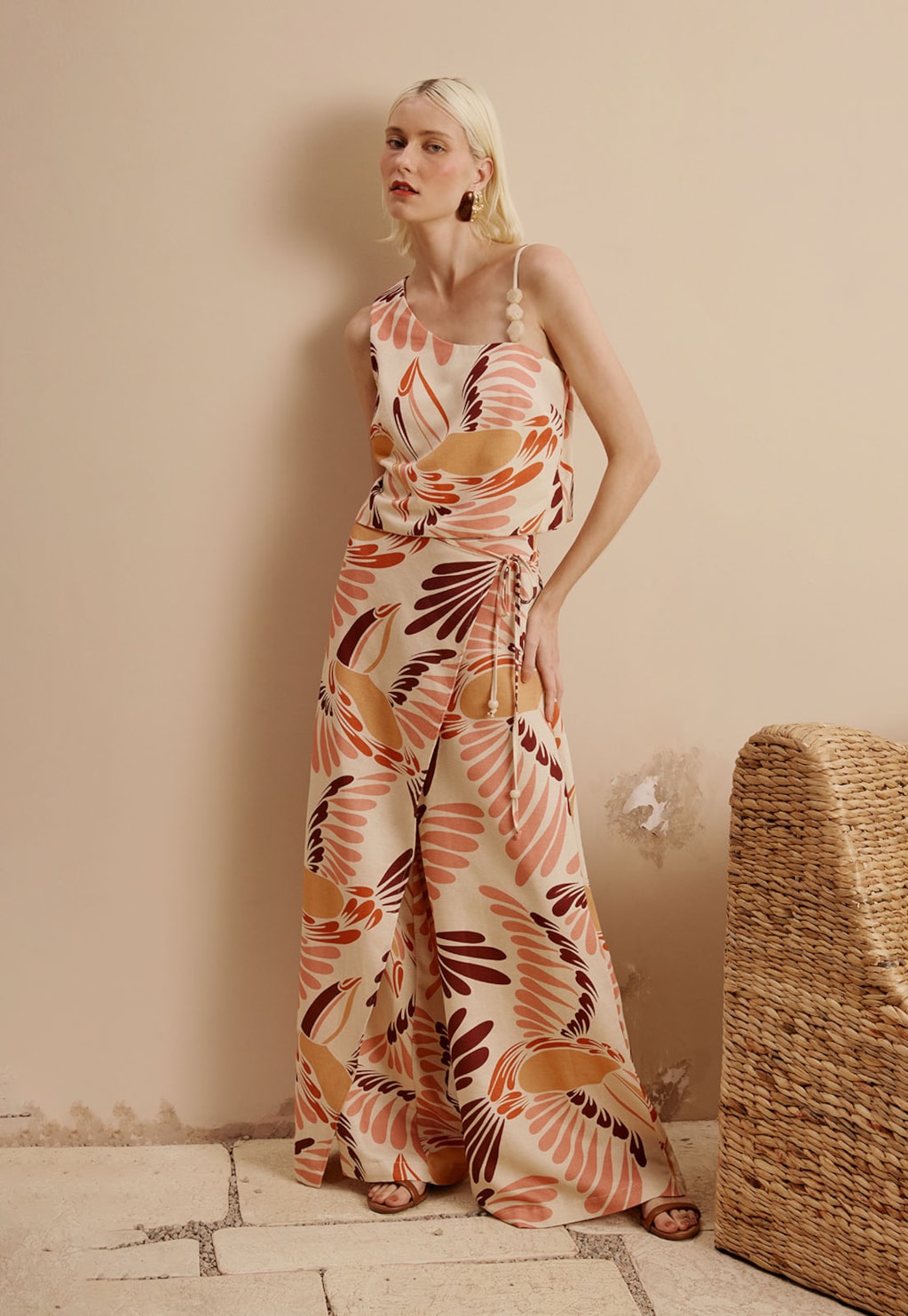 Calça Transpassada Reta Estampada Tucano Toco