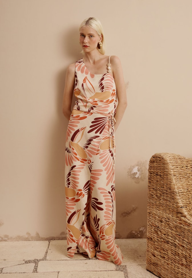 Calça Transpassada Reta Estampada Tucano Toco