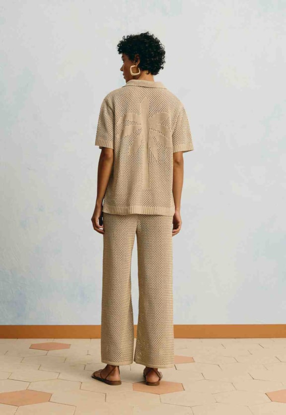 Calça Tricot Jacquard Coqueiro Vista Traseira