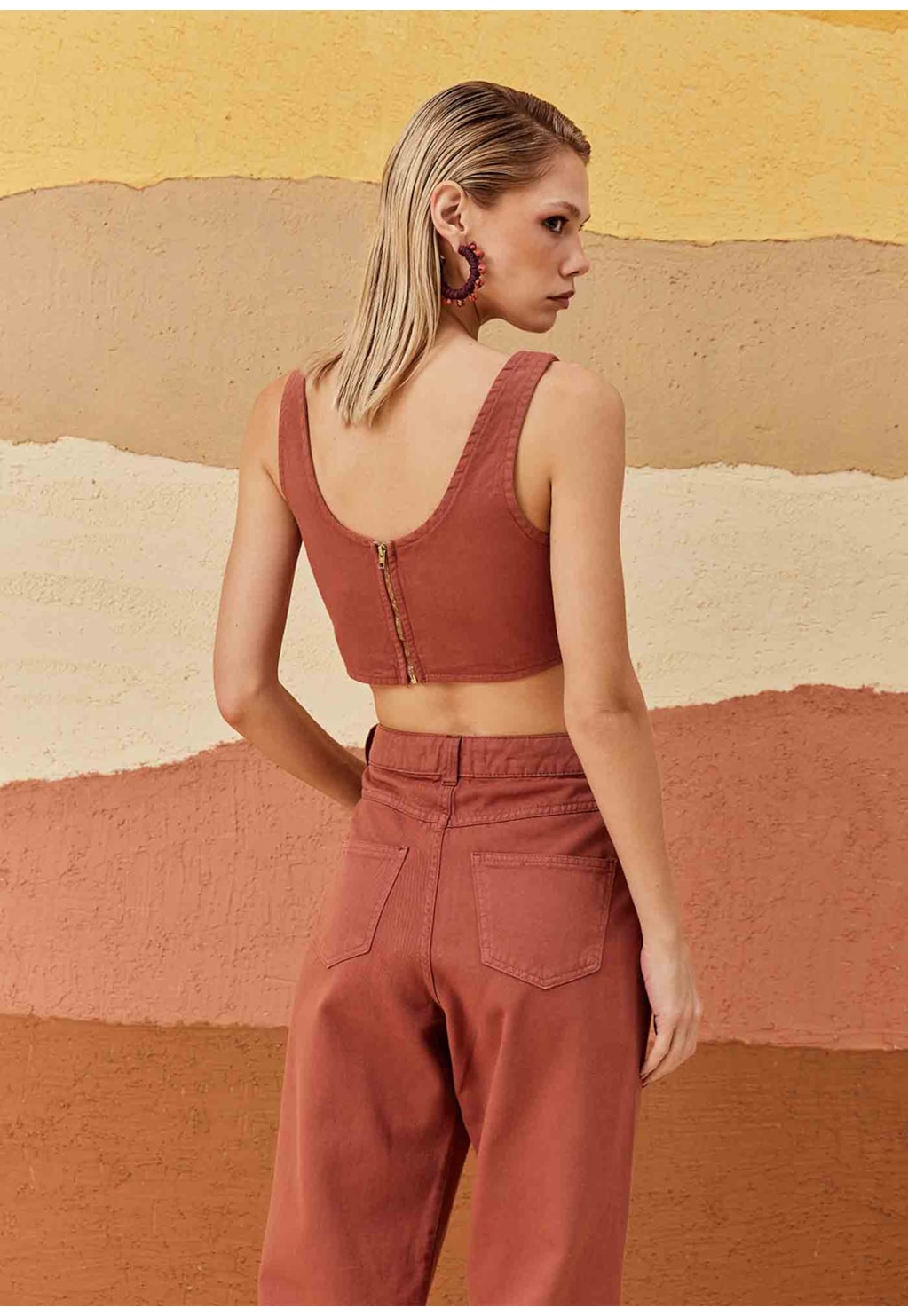 Calça Wide Leg Sarja