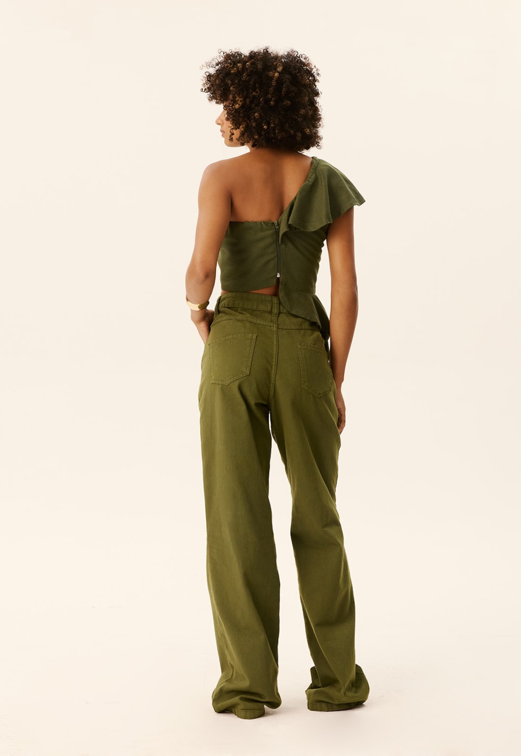 Calça Wide Leg Sarja