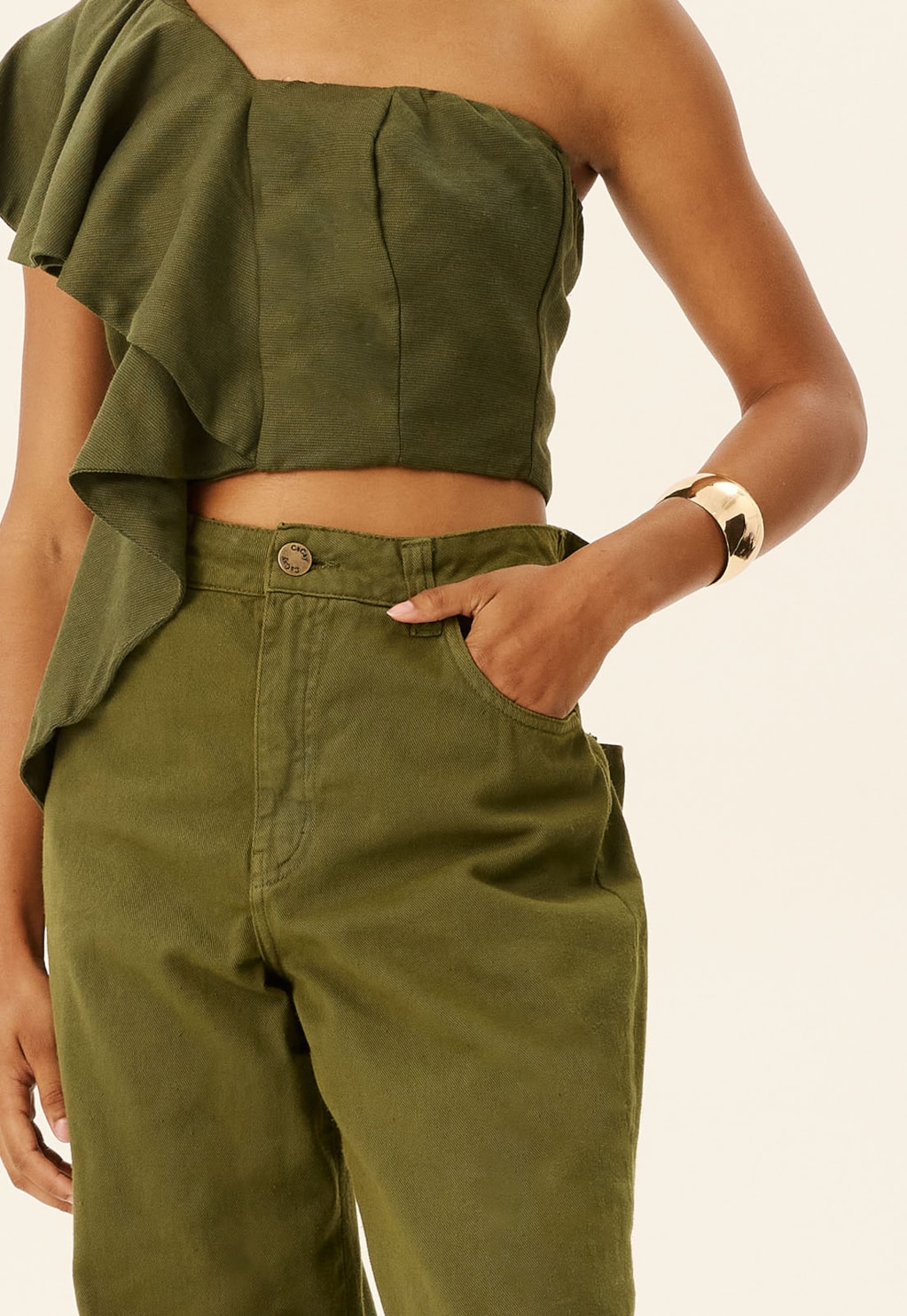 Calça Wide Leg Sarja