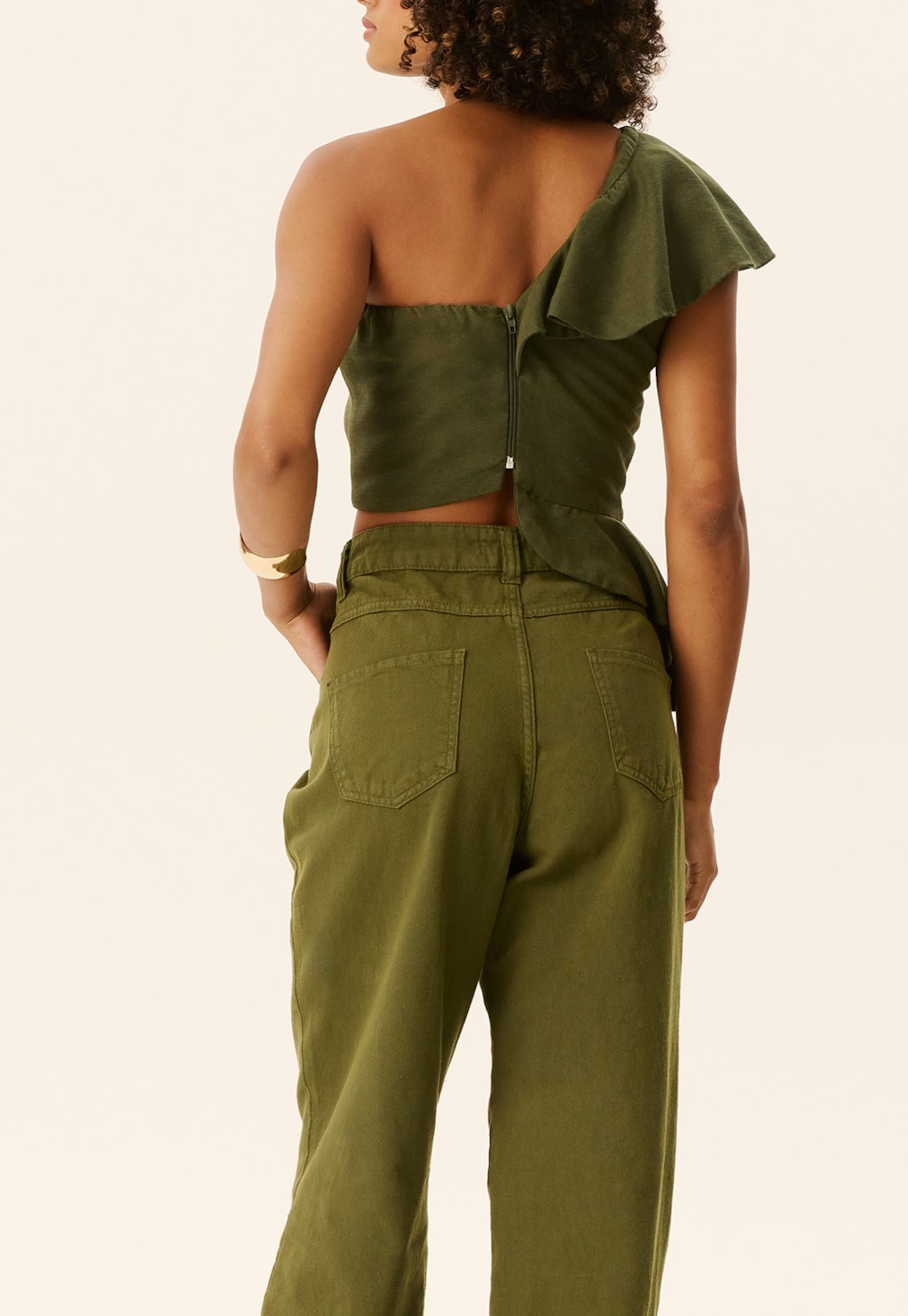 Calça Wide Leg Sarja