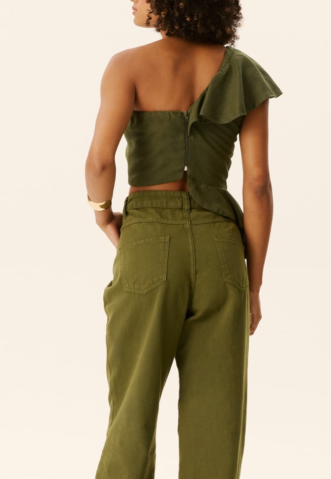 Calça Wide Leg Sarja