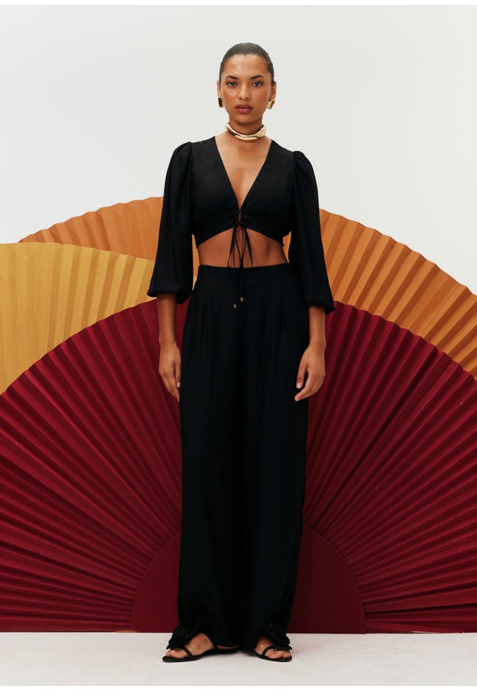 Calça Wide Leg Seca