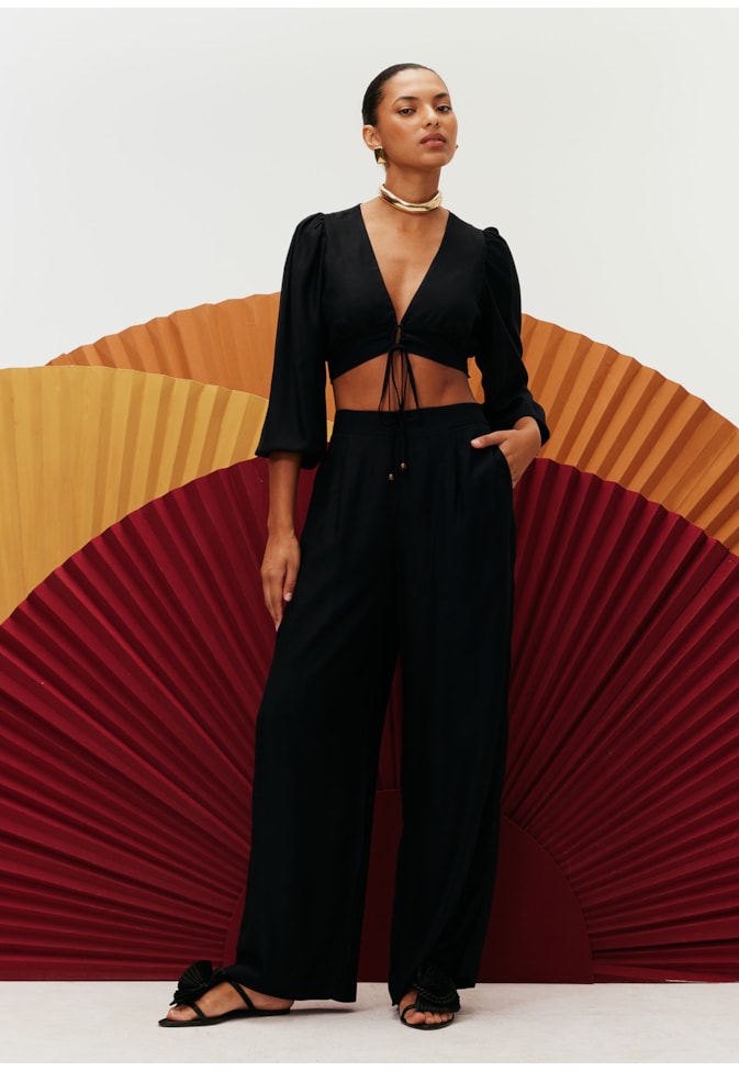 Calça Wide Leg Seca