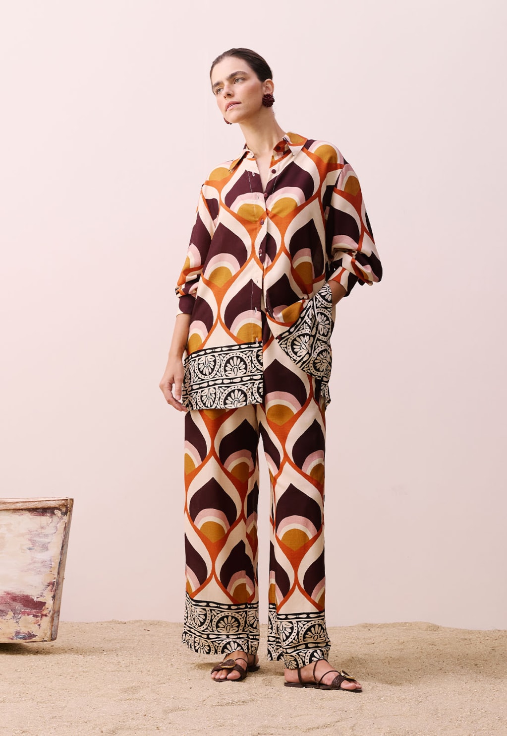 Camisa Alongada Estampada Ponta do Muretá