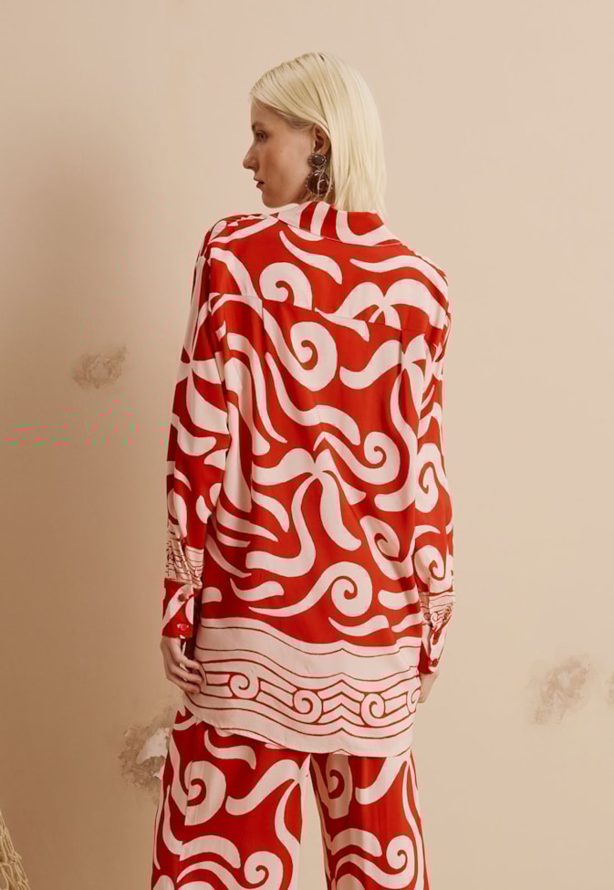 Camisa Alongada Estampada Pororoca