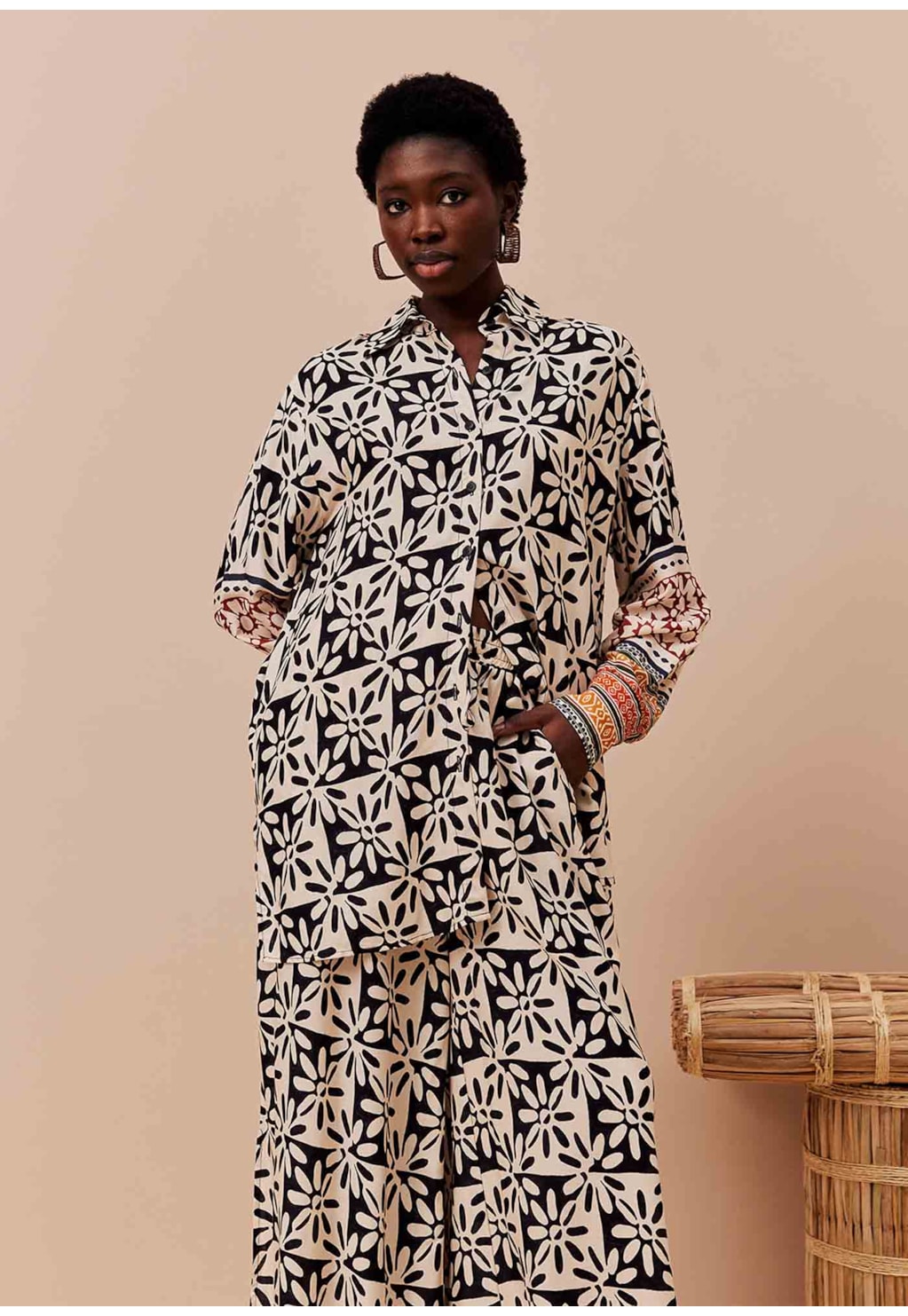 Camisa Alongada Estampada Salta