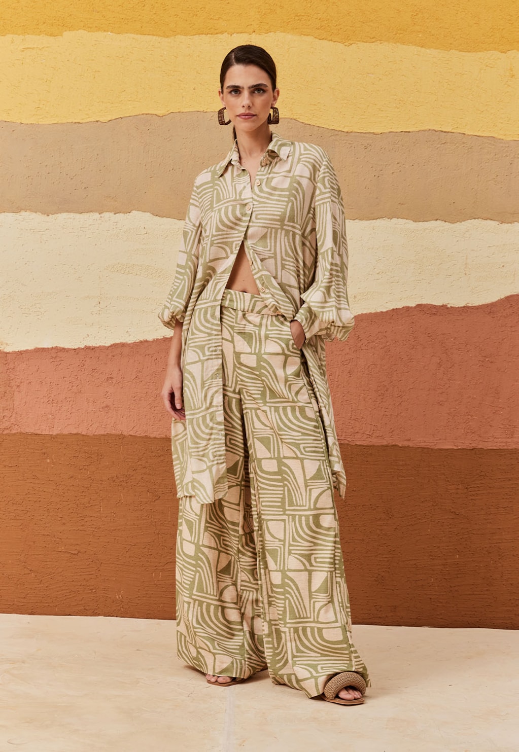 Camisa Alongada Estampada Tierras Altas