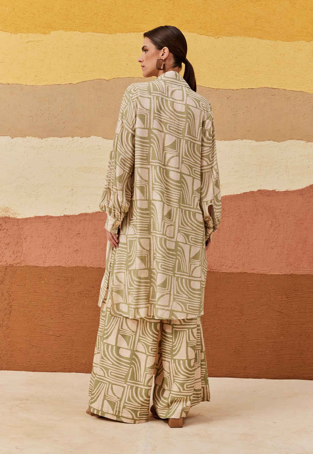 Camisa Alongada Estampada Tierras Altas