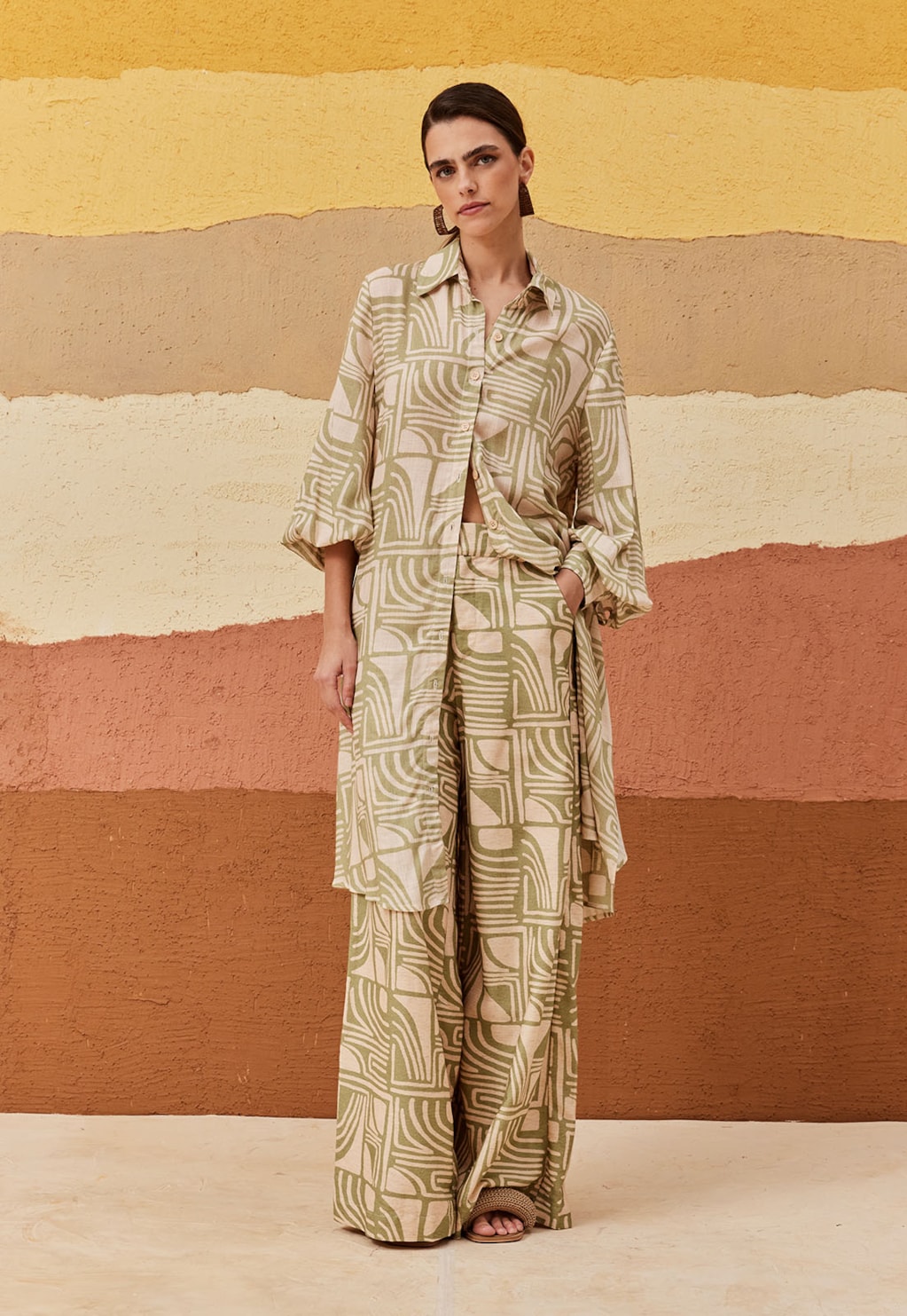 Camisa Alongada Estampada Tierras Altas