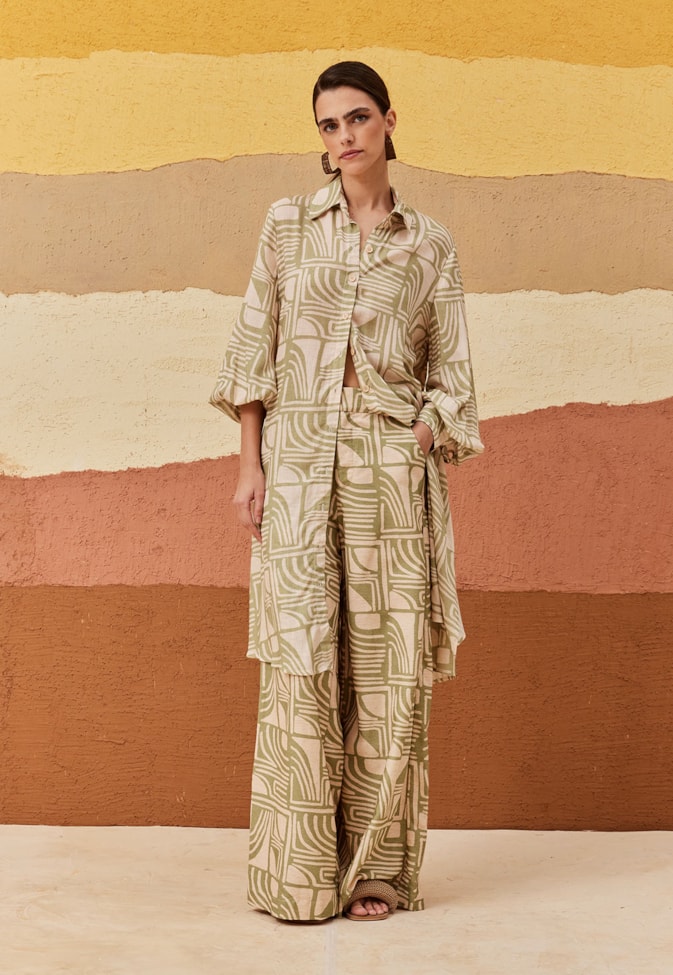 Camisa Alongada Estampada Tierras Altas