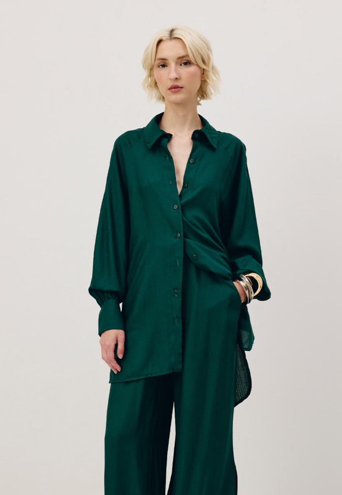 Camisa Alongada Raglan Botões