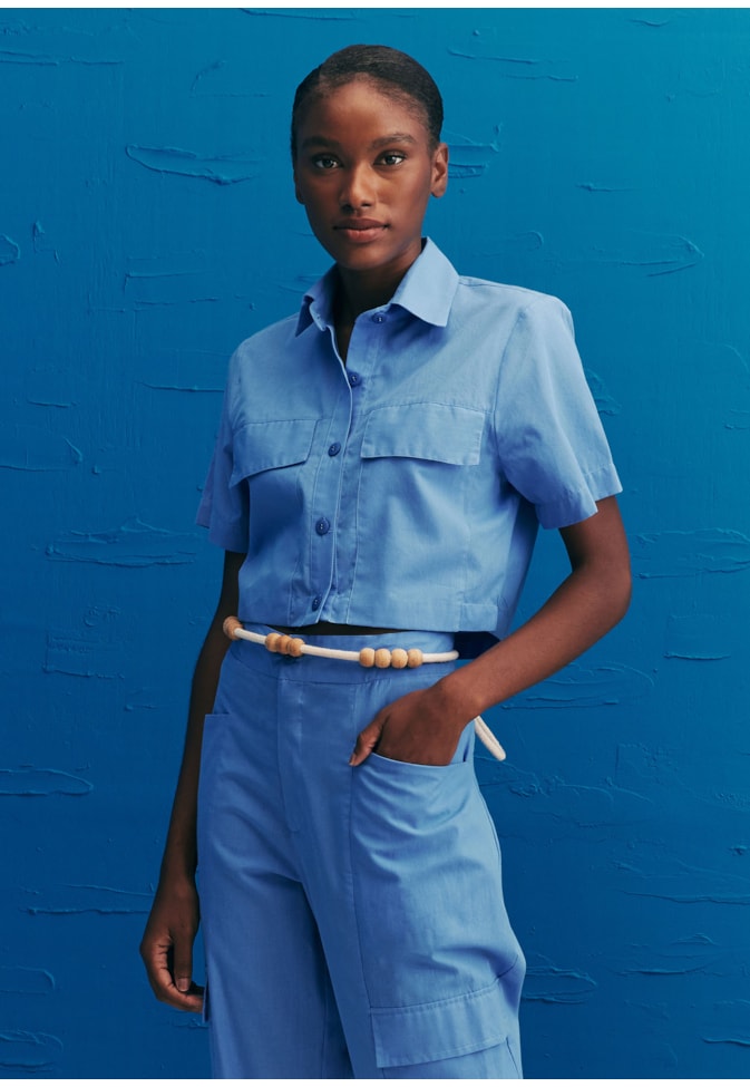 Camisa Cropped Bolsos