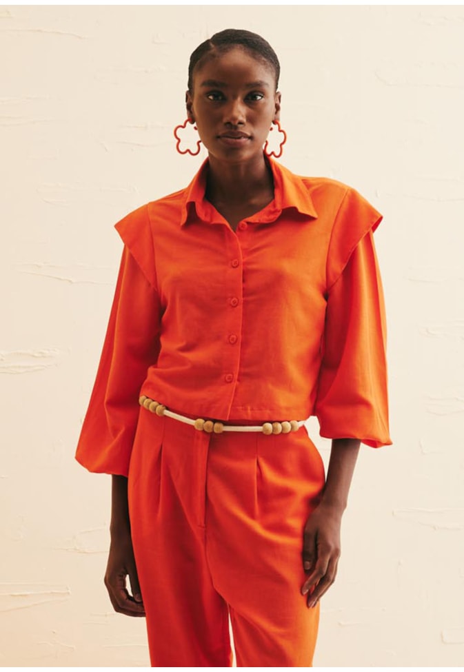 Camisa Cropped Detalhe Ombro