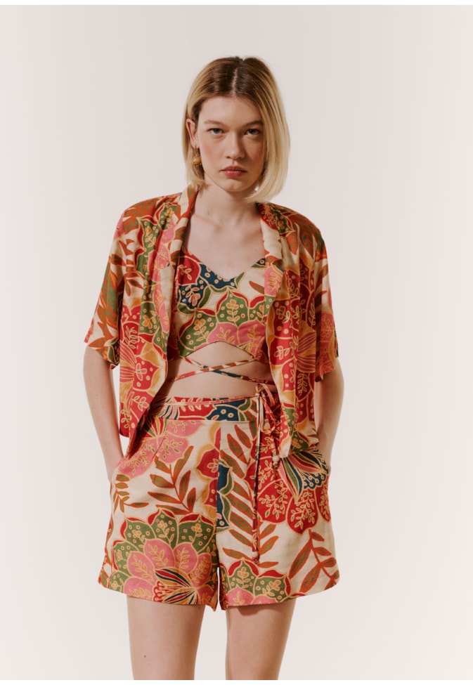 Camisa Cropped Estampada Bohemia