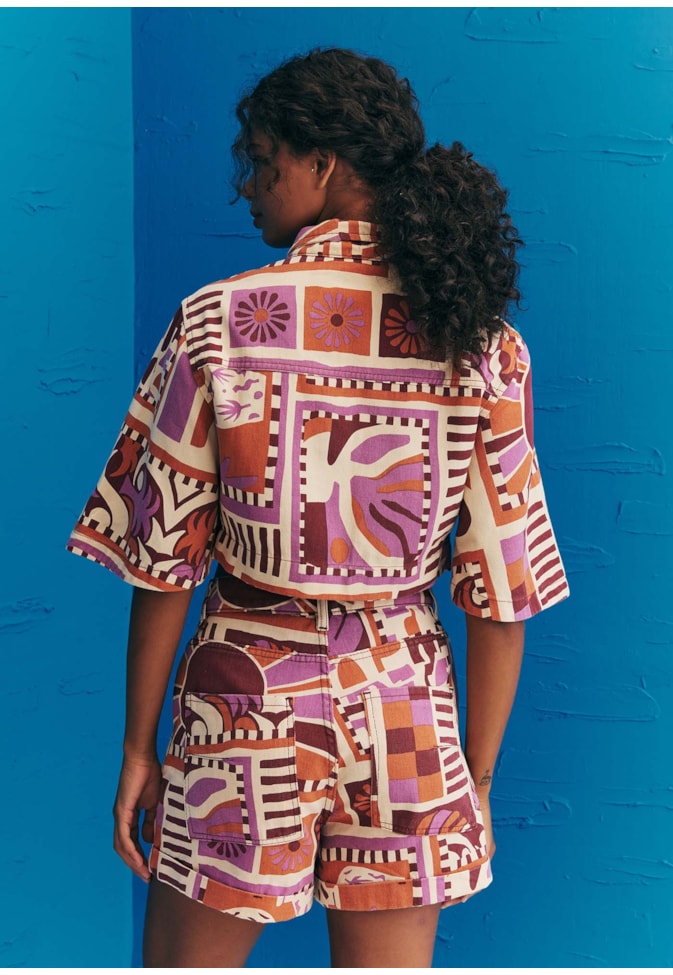 Camisa Cropped Estampada Vila Hermosa