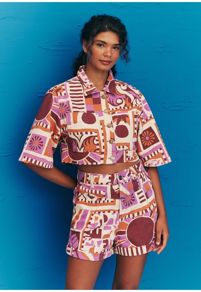 Camisa Cropped Estampada Vila Hermosa