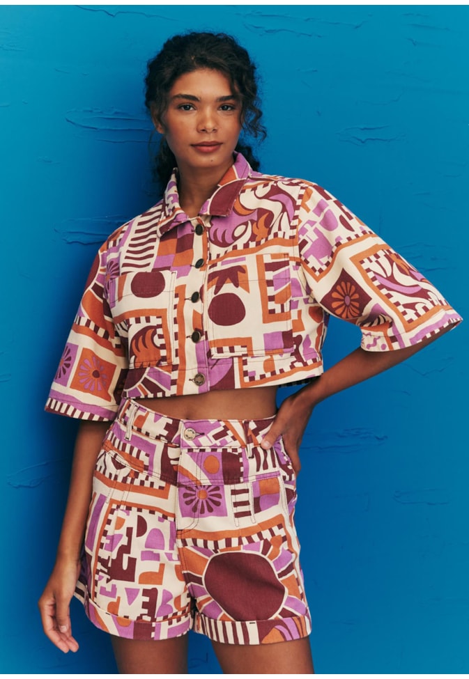 Camisa Cropped Estampada Vila Hermosa