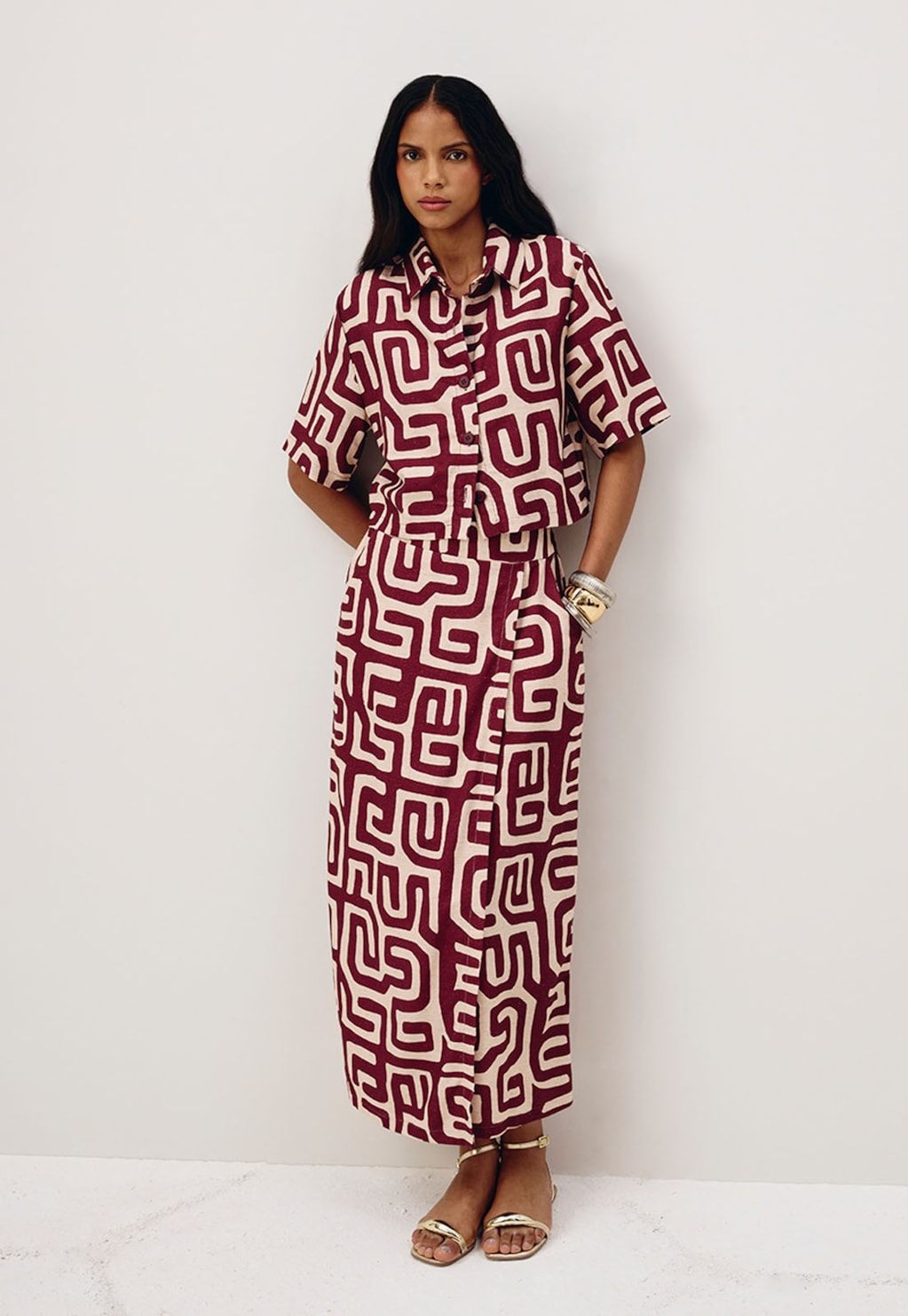 Camisa Cropped Estampada Yala Vermelho