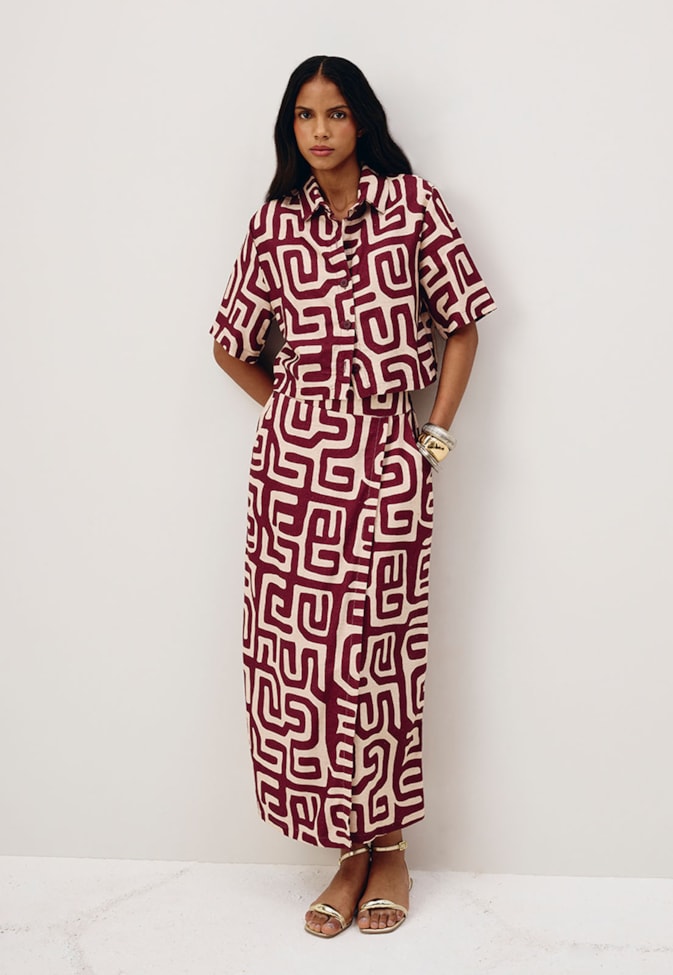 Camisa Cropped Estampada Yala Vermelho