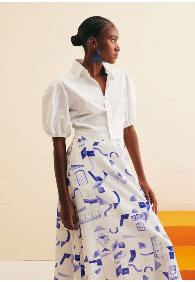 Camisa Cropped Manga Bufante