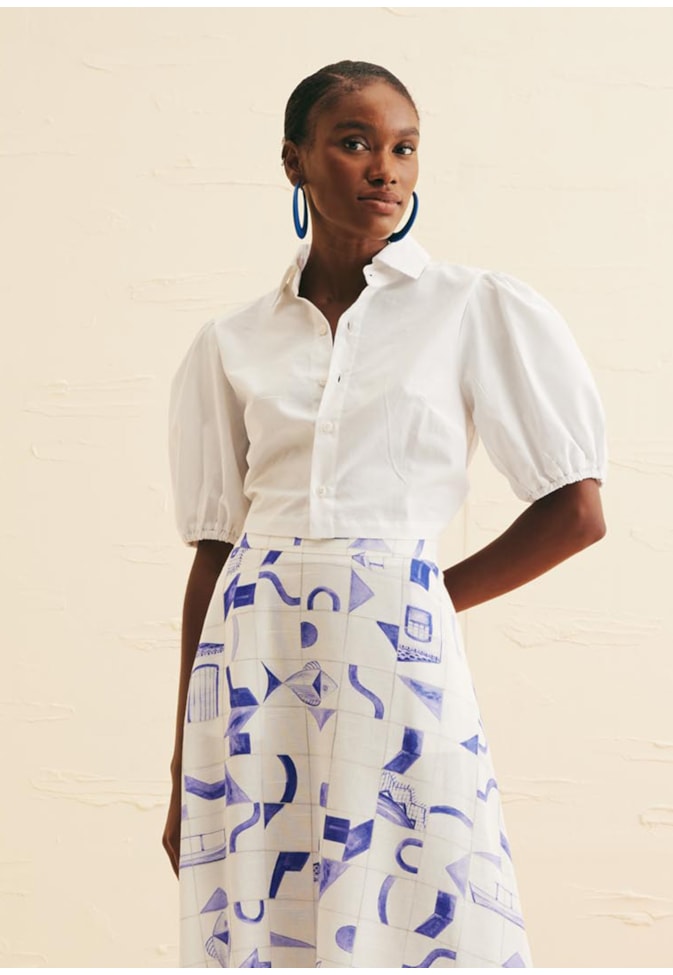 Camisa Cropped Manga Bufante