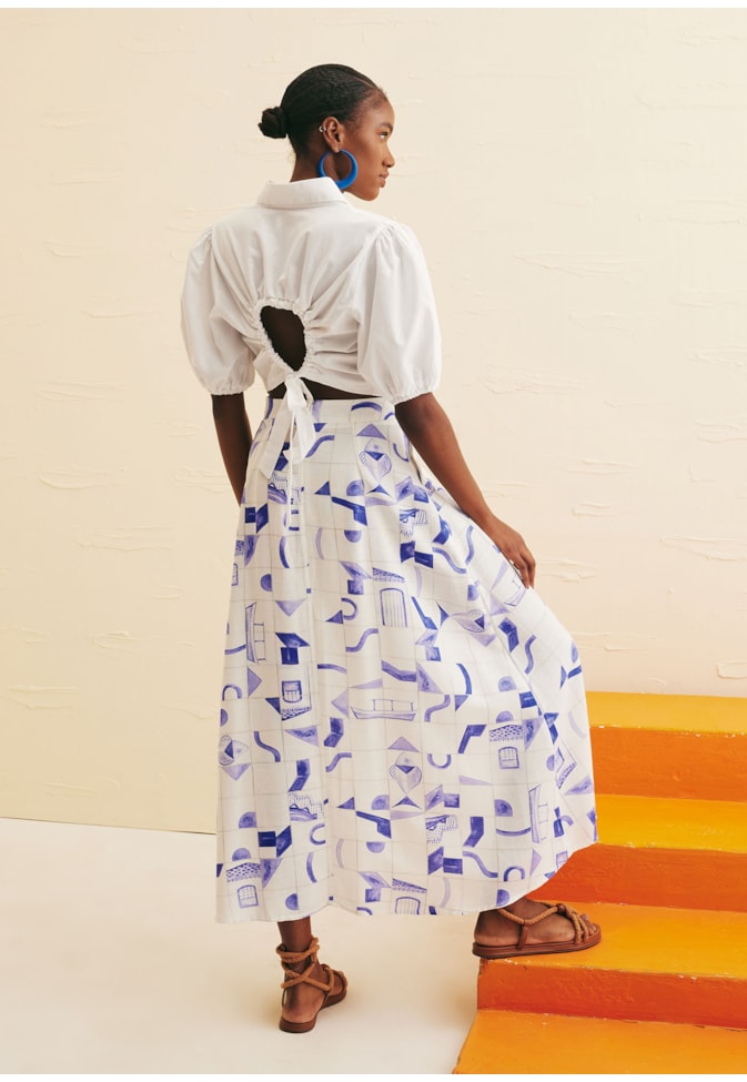 Camisa Cropped Manga Bufante