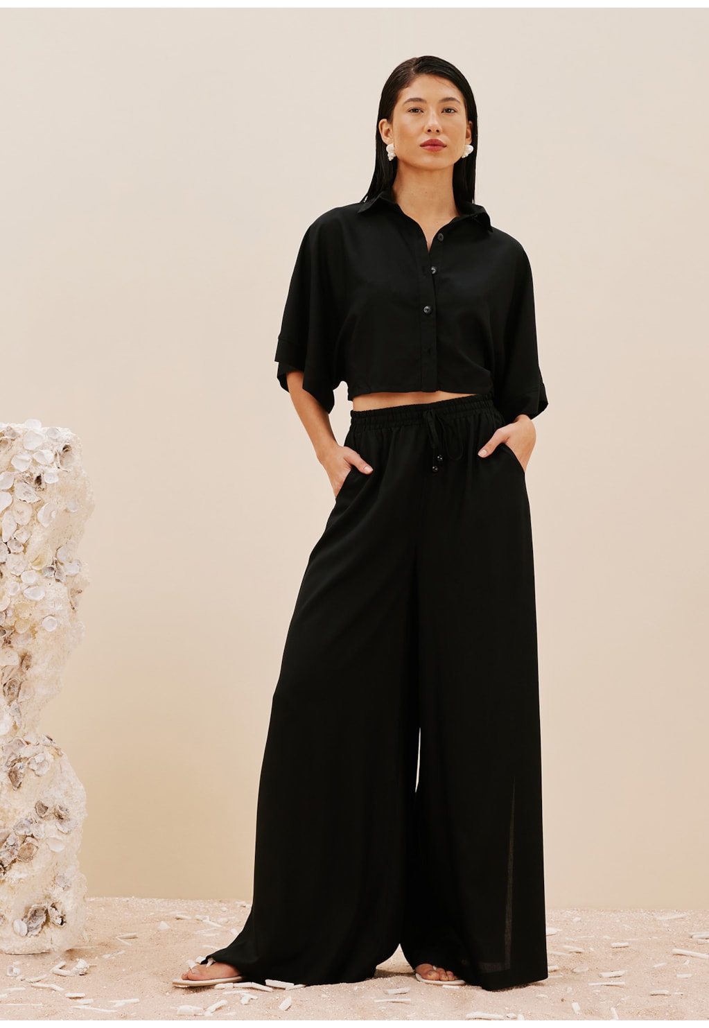 Camisa Cropped Manga Kimono