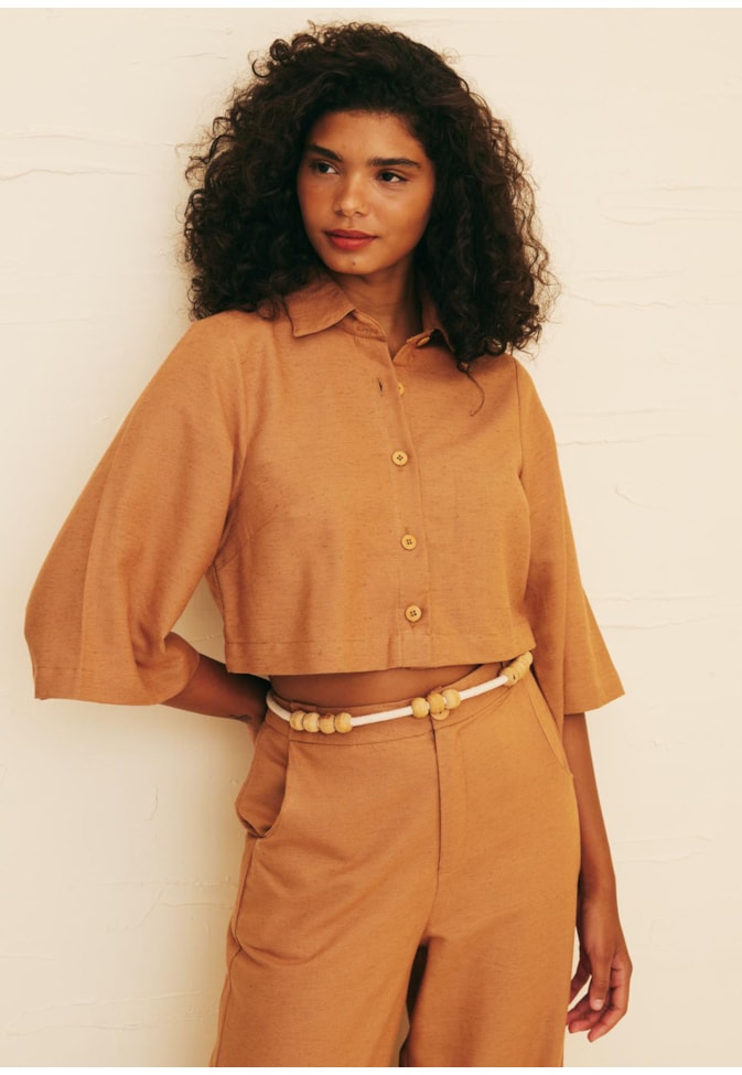 Camisa Cropped Manga Sininho