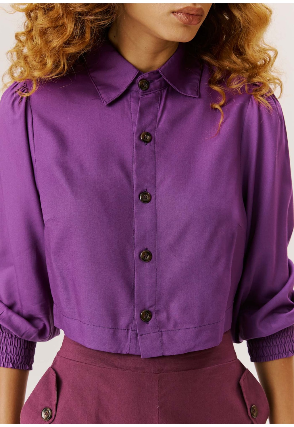 Camisa Cropped Punho Lastex