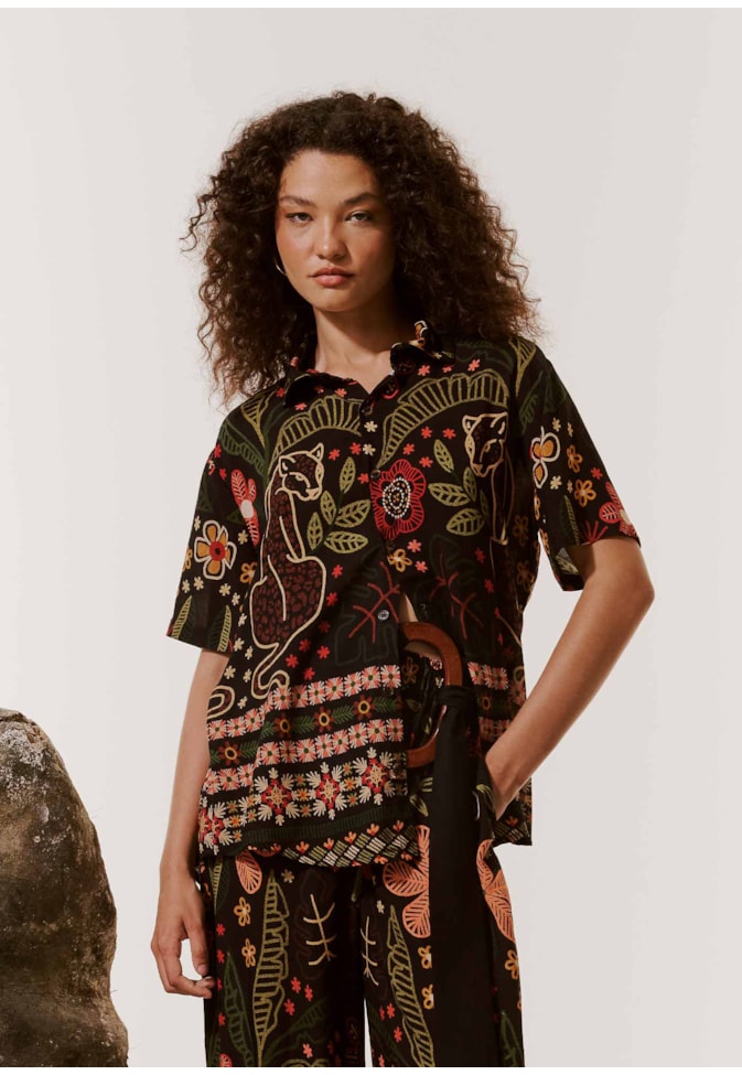 Camisa de Botões Estampada Bioma