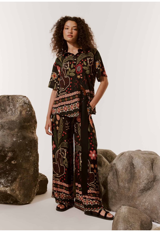 Camisa de Botões Estampada Bioma