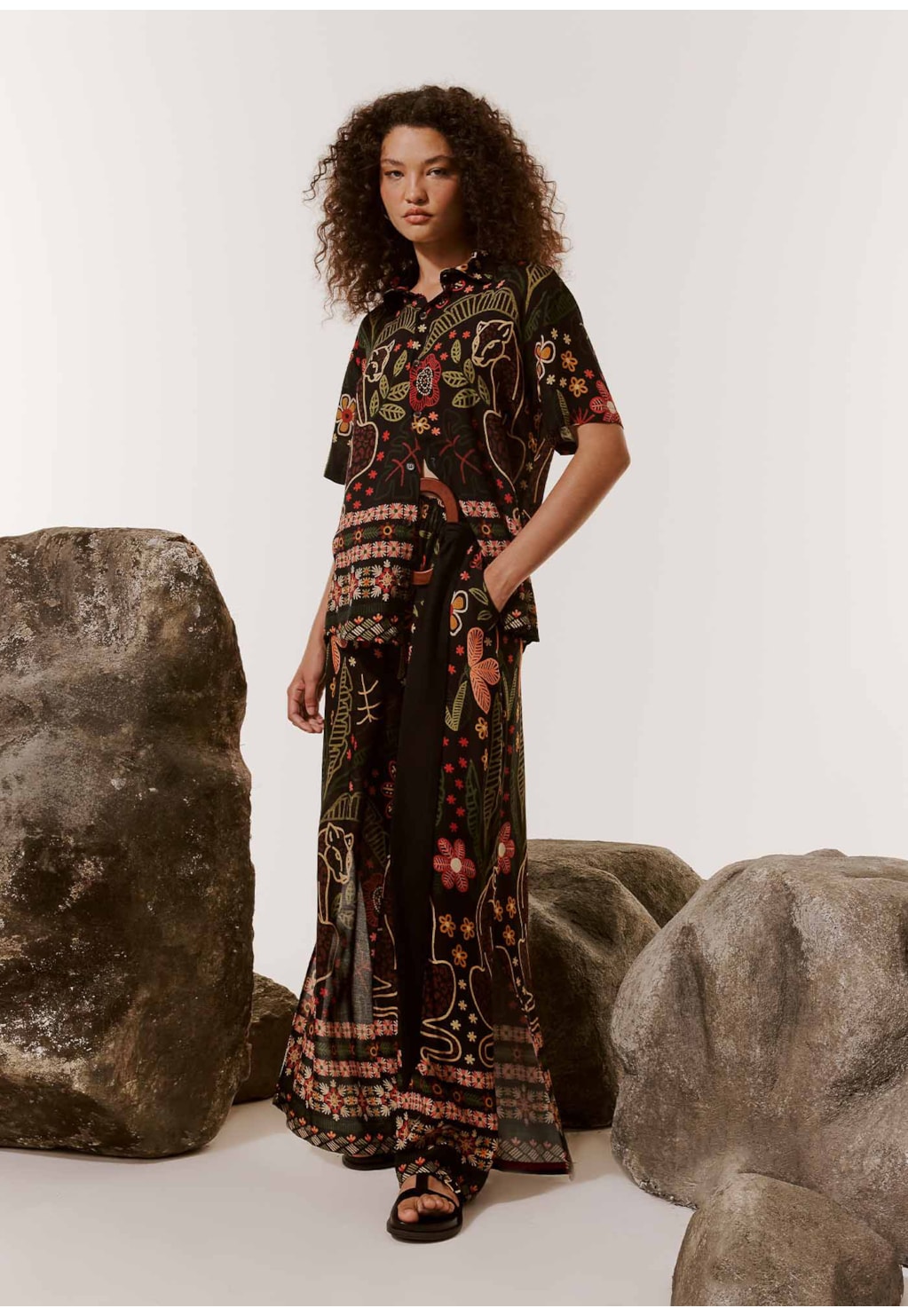 Camisa de Botões Estampada Bioma