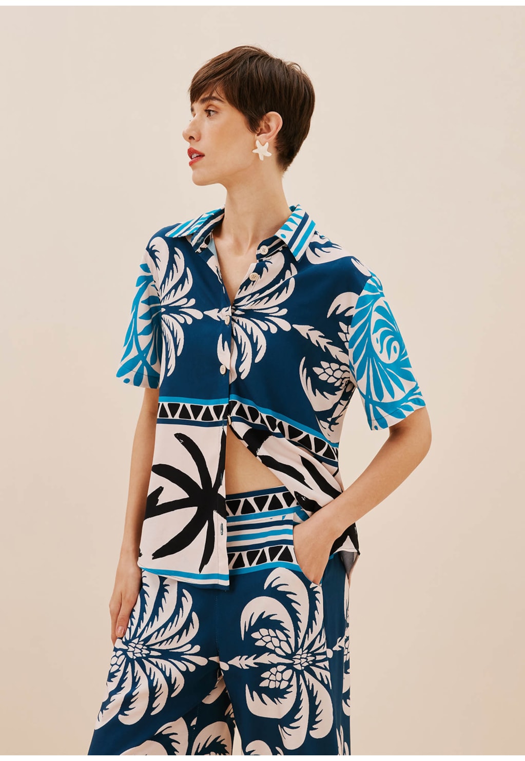 Camisa Estampada Blue Bay