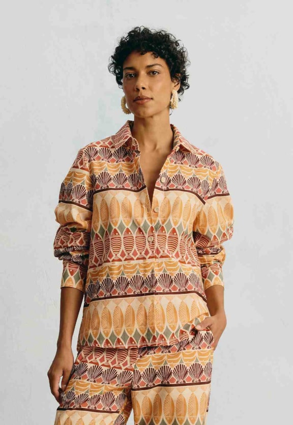 Camisa Estampada Del Mar Vista Frontal