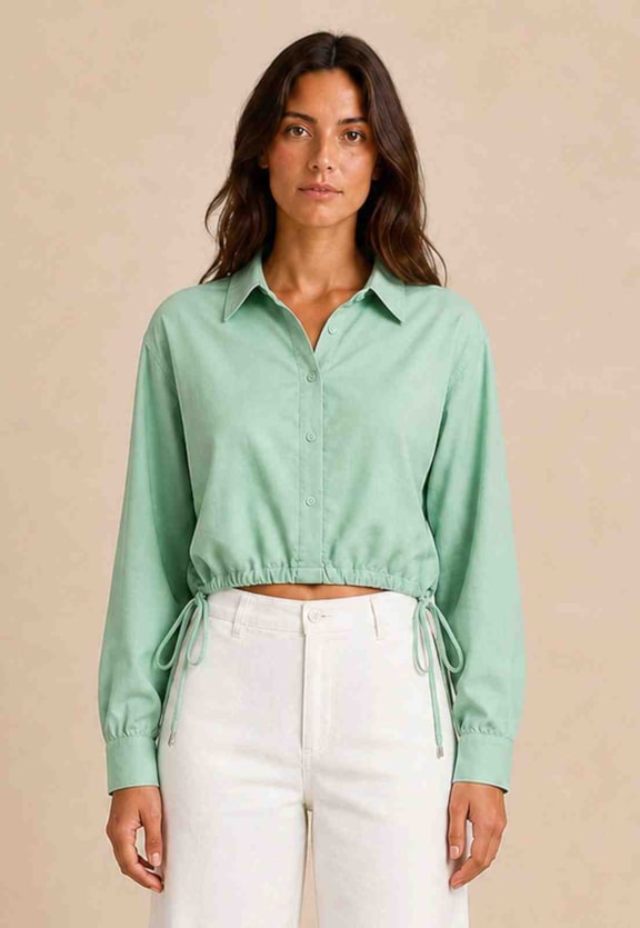 Camisa Lisa Cropped Amarração Vista Frontal