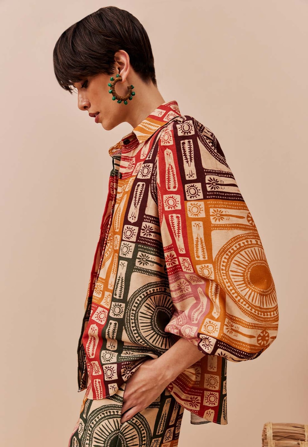 Camisa Manga Bufante Estampada Los Andes