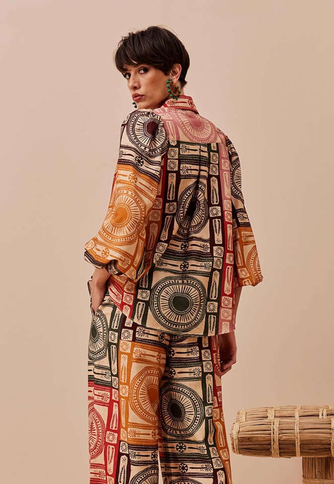 Camisa Manga Bufante Estampada Los Andes