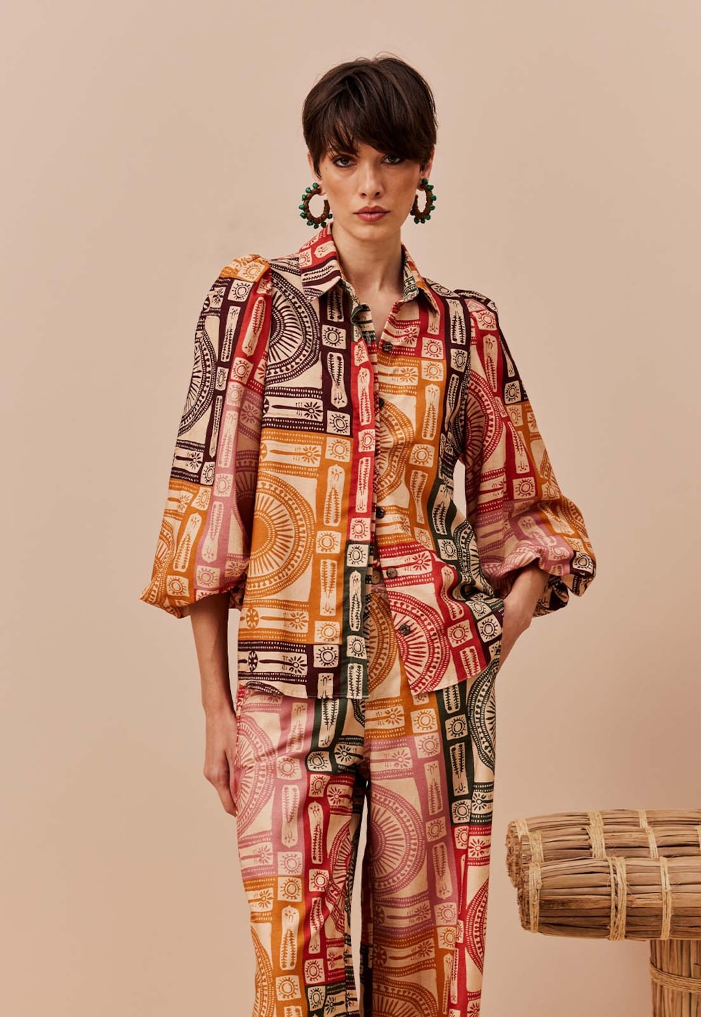 Camisa Manga Bufante Estampada Los Andes