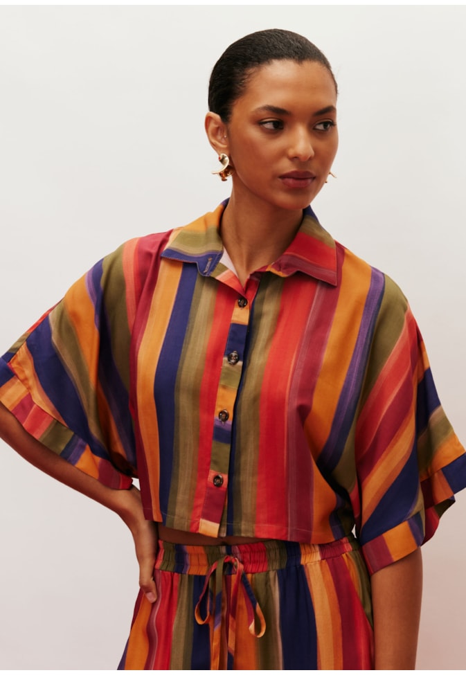 Camisa Manga Kimono Estampada Xaxado