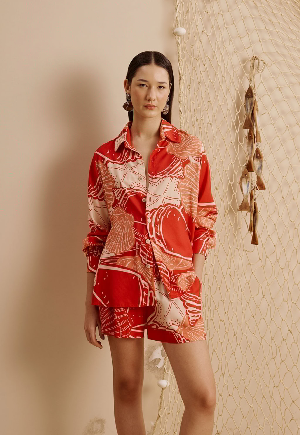 Camisa Manga Longa Estampada Concha Guajara