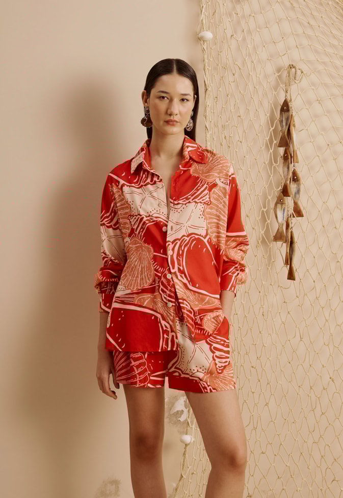 Camisa Manga Longa Estampada Concha Guajara