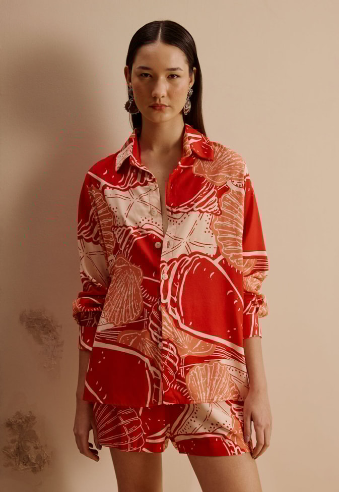 Camisa Manga Longa Estampada Concha Guajara