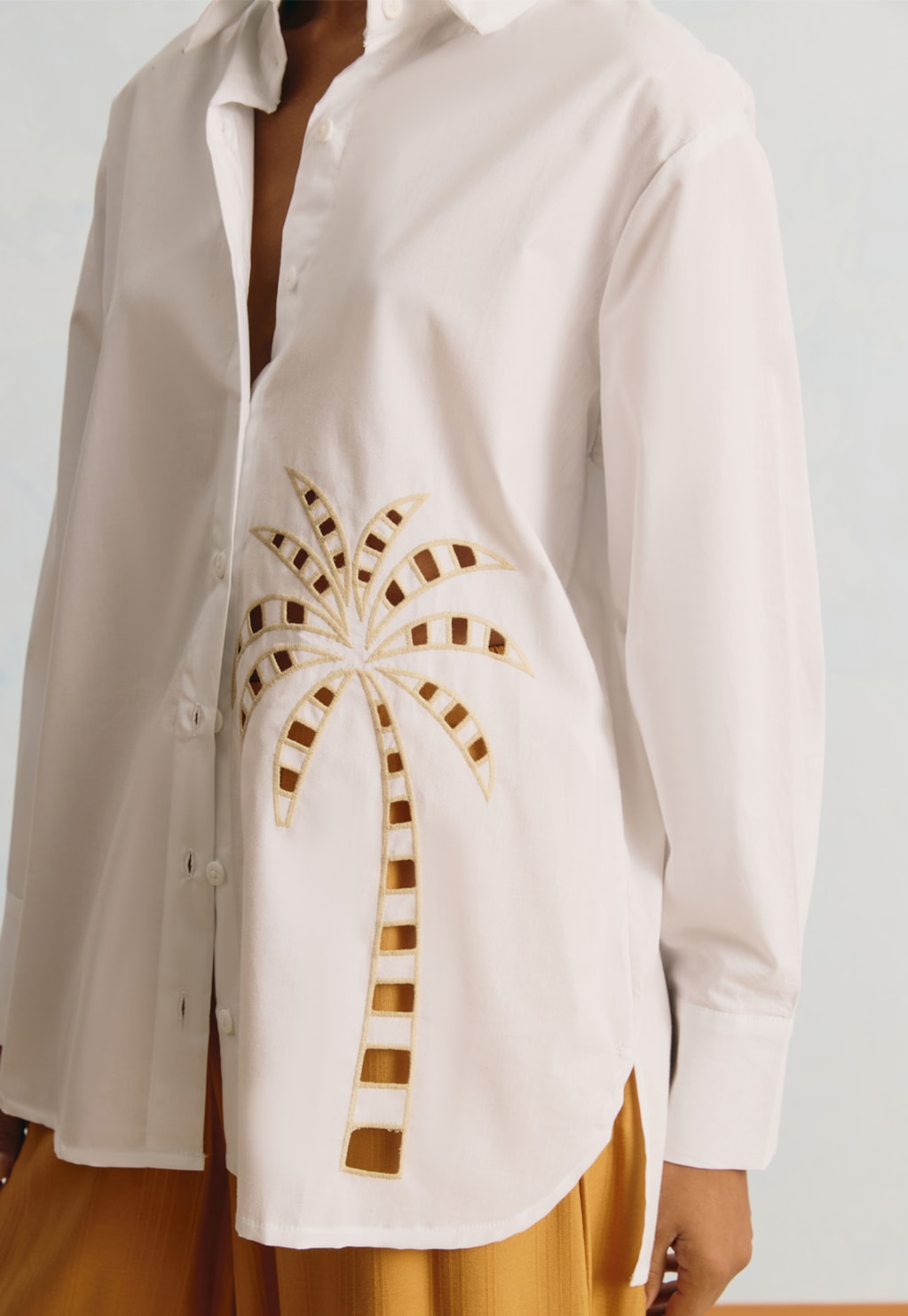 Camisa Oversized Bordado Richelieu Coqueiro