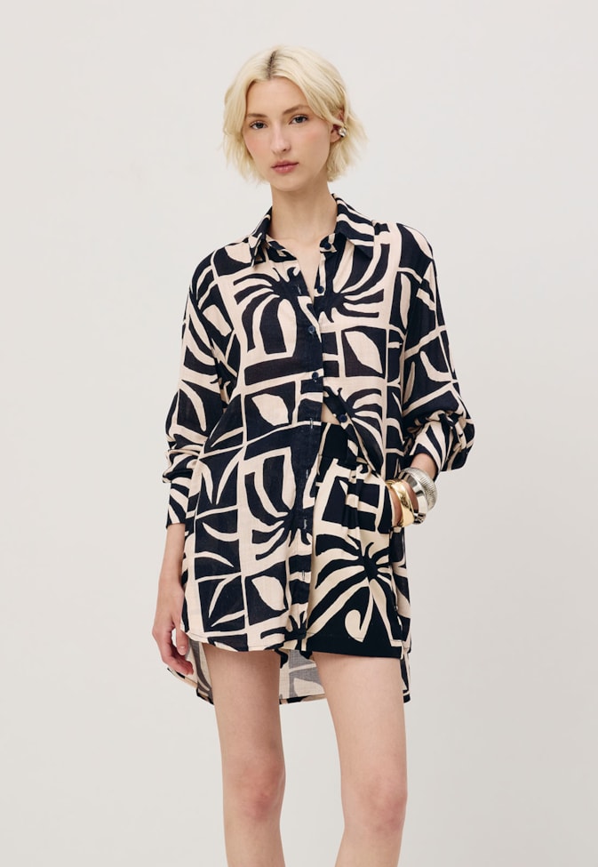 Camisa Oversized Estampada Reflexo