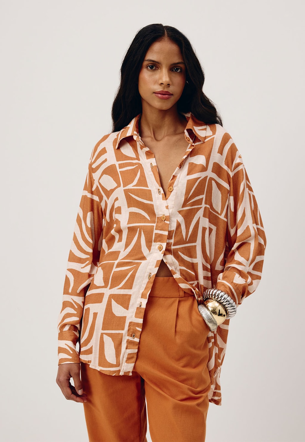 Camisa Oversized Estampada Reflexo